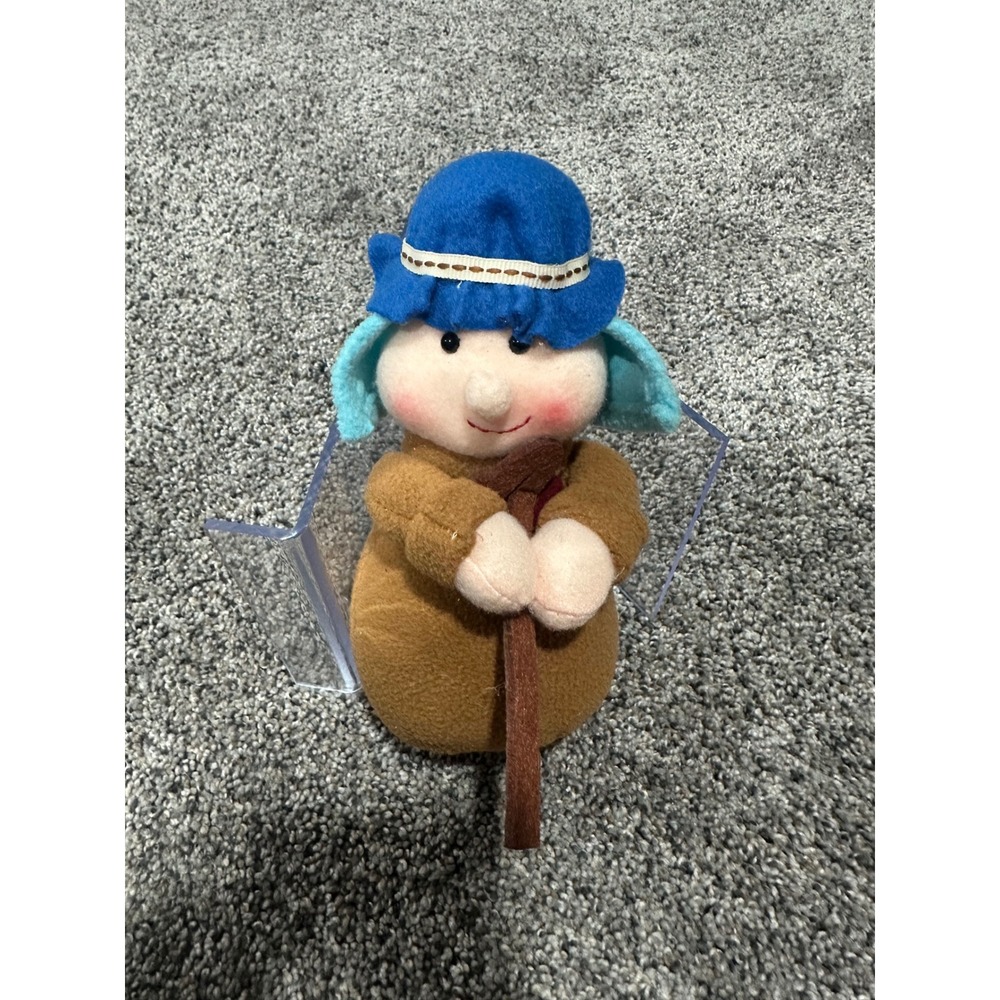 Hobby Lobby Plush Character Figure Brown Robe Blue Hat Walking Stick